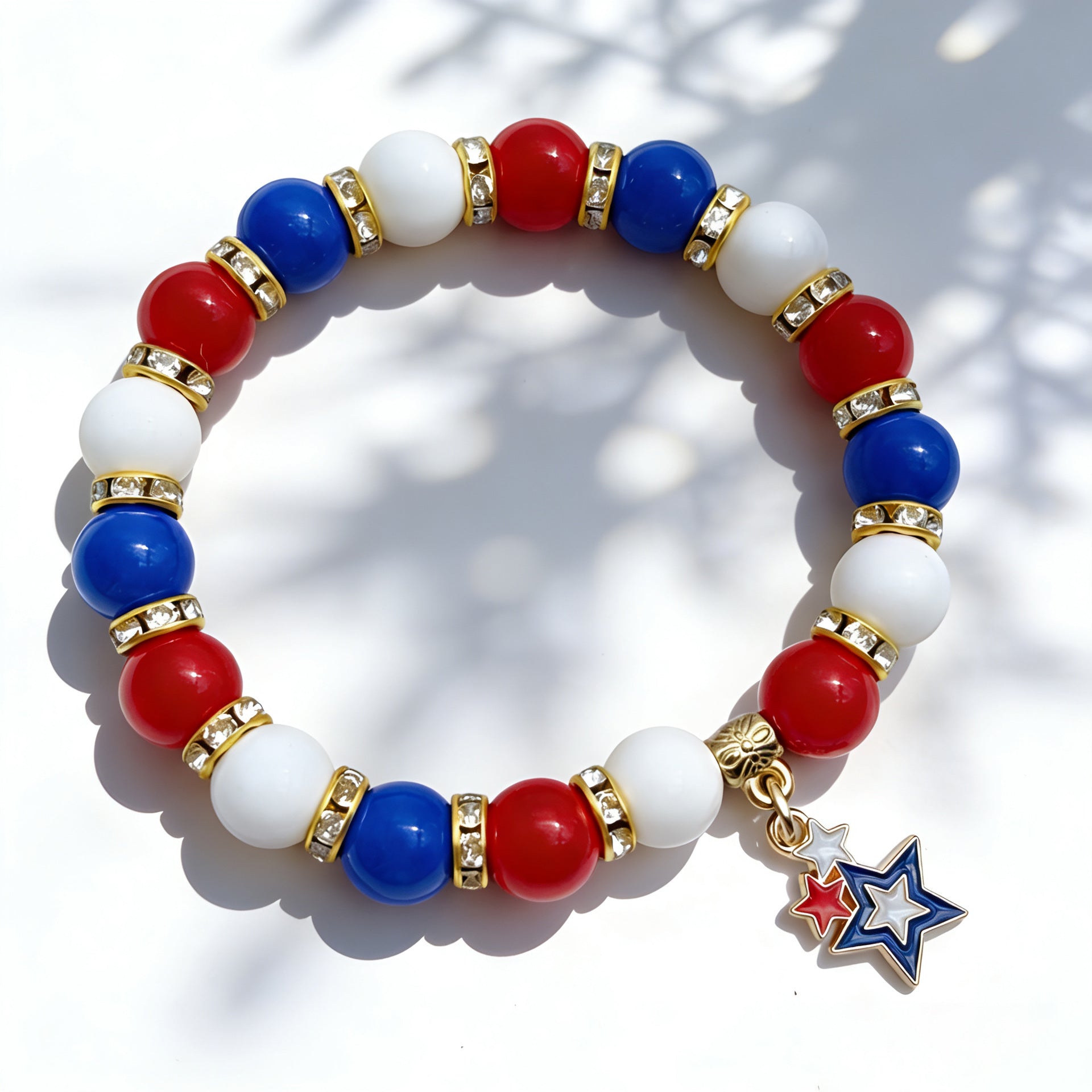 Independence Day Beaded Flag Color Bracelet