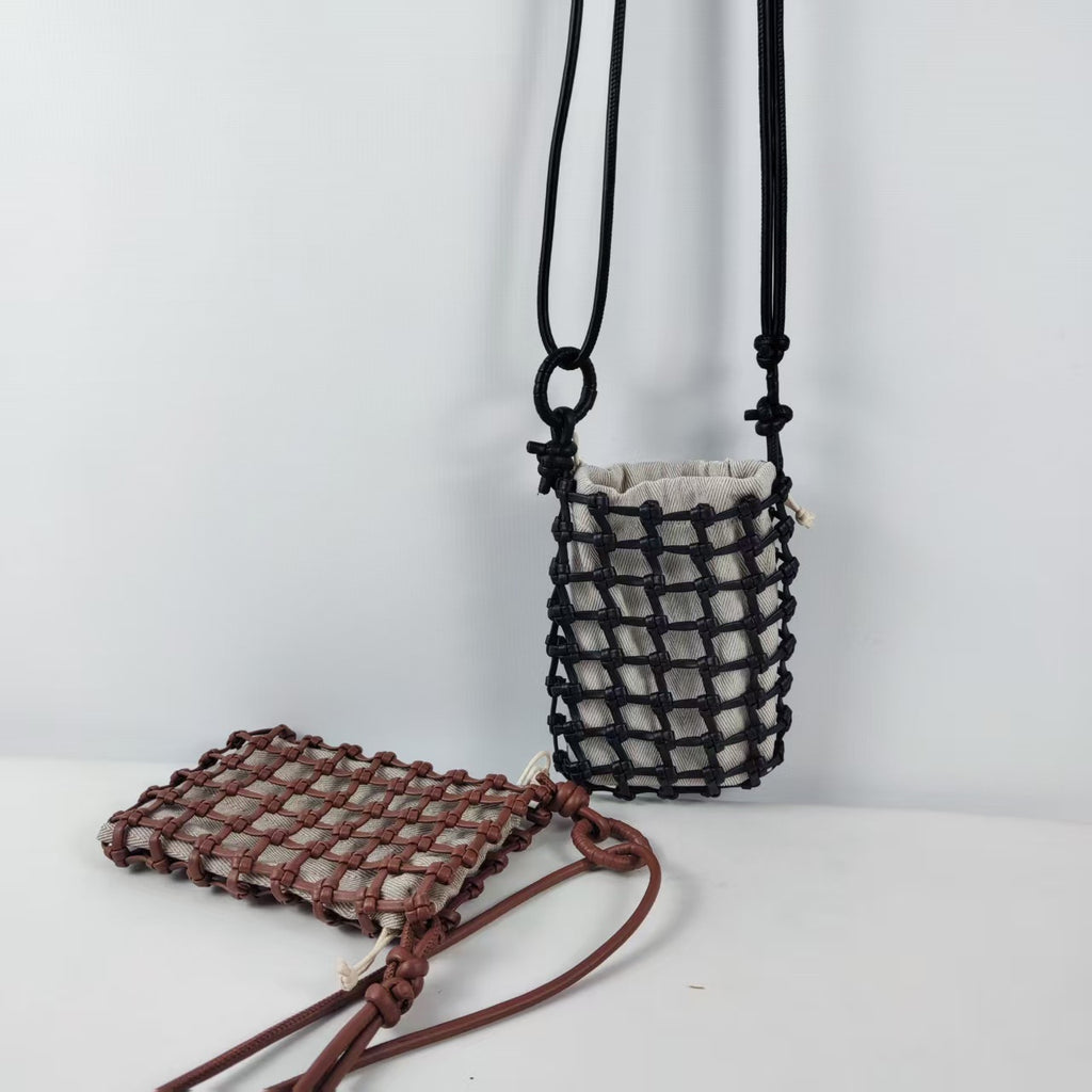 Boho Mini Handwoven Net Crossbody Bag