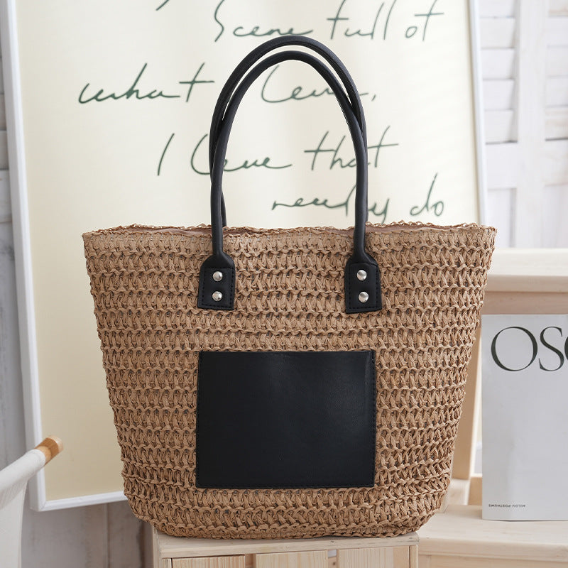 Handmade Straw Large Capacity Woven Beach Tote Bag