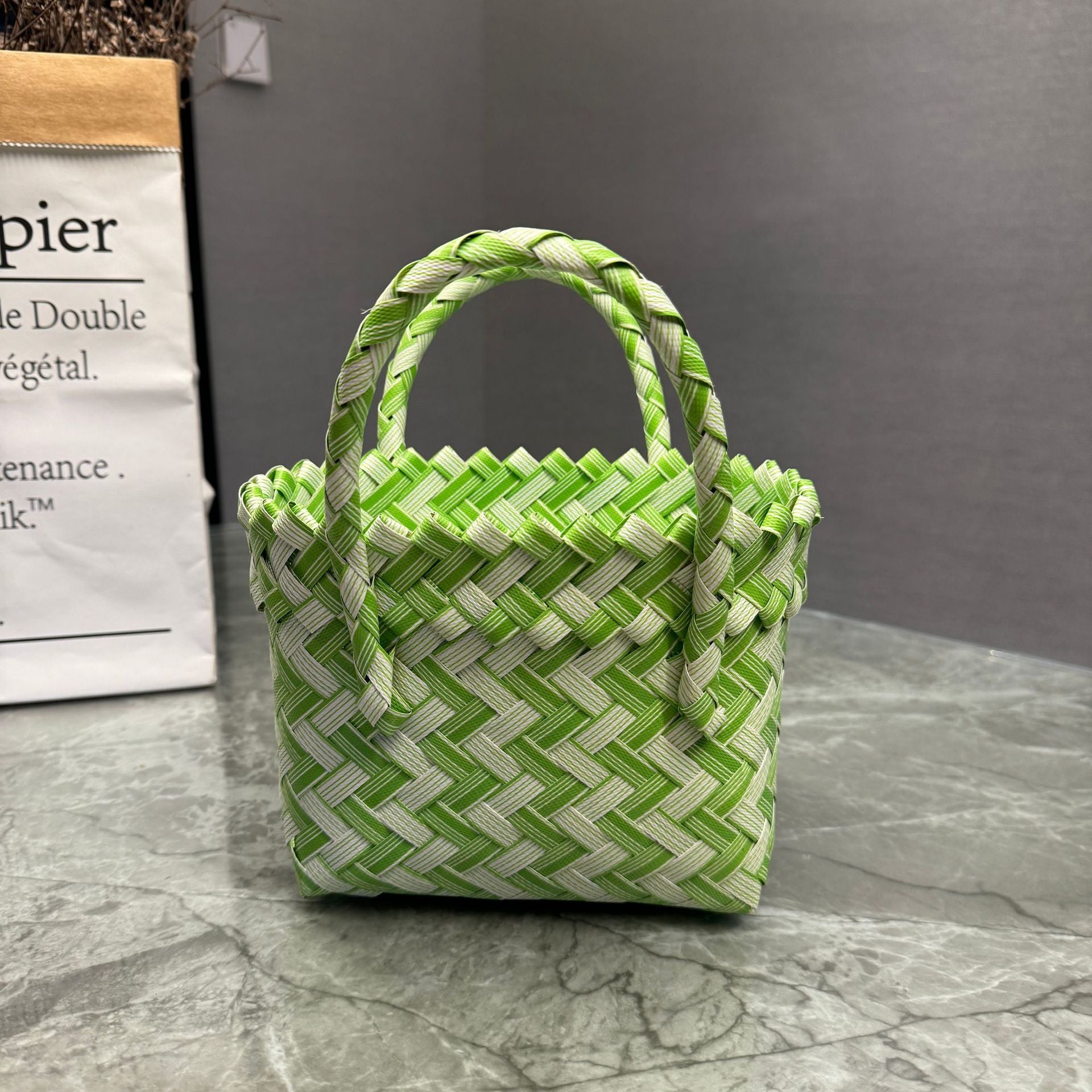 Plastic Woven Beach Basket Bag