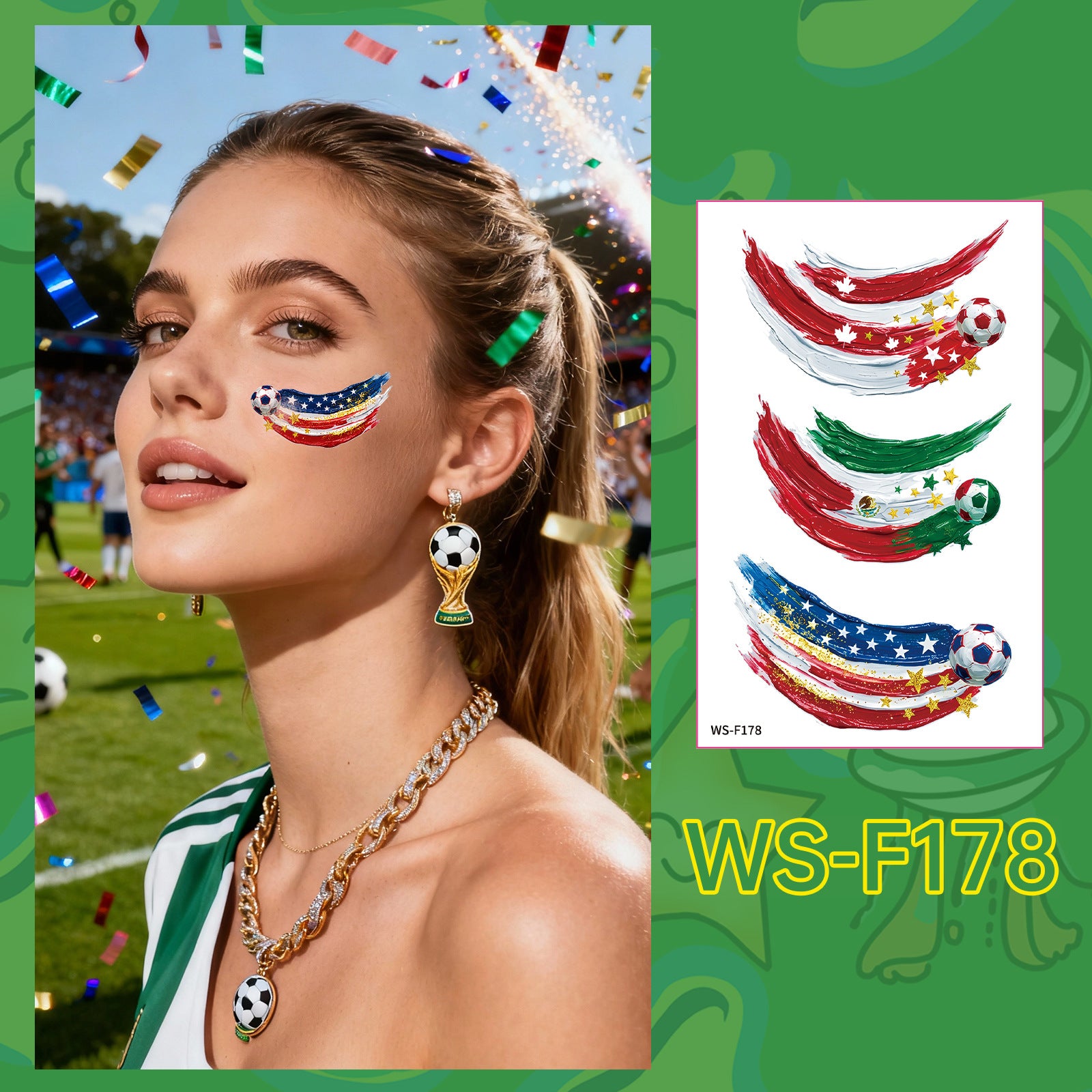 Football World Cup Tattoo Face Stickers