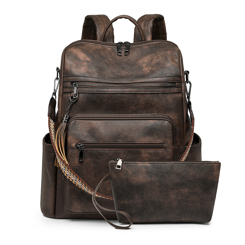 Women New Vintage Leopard Fashion Business Laptop Large Backpack
