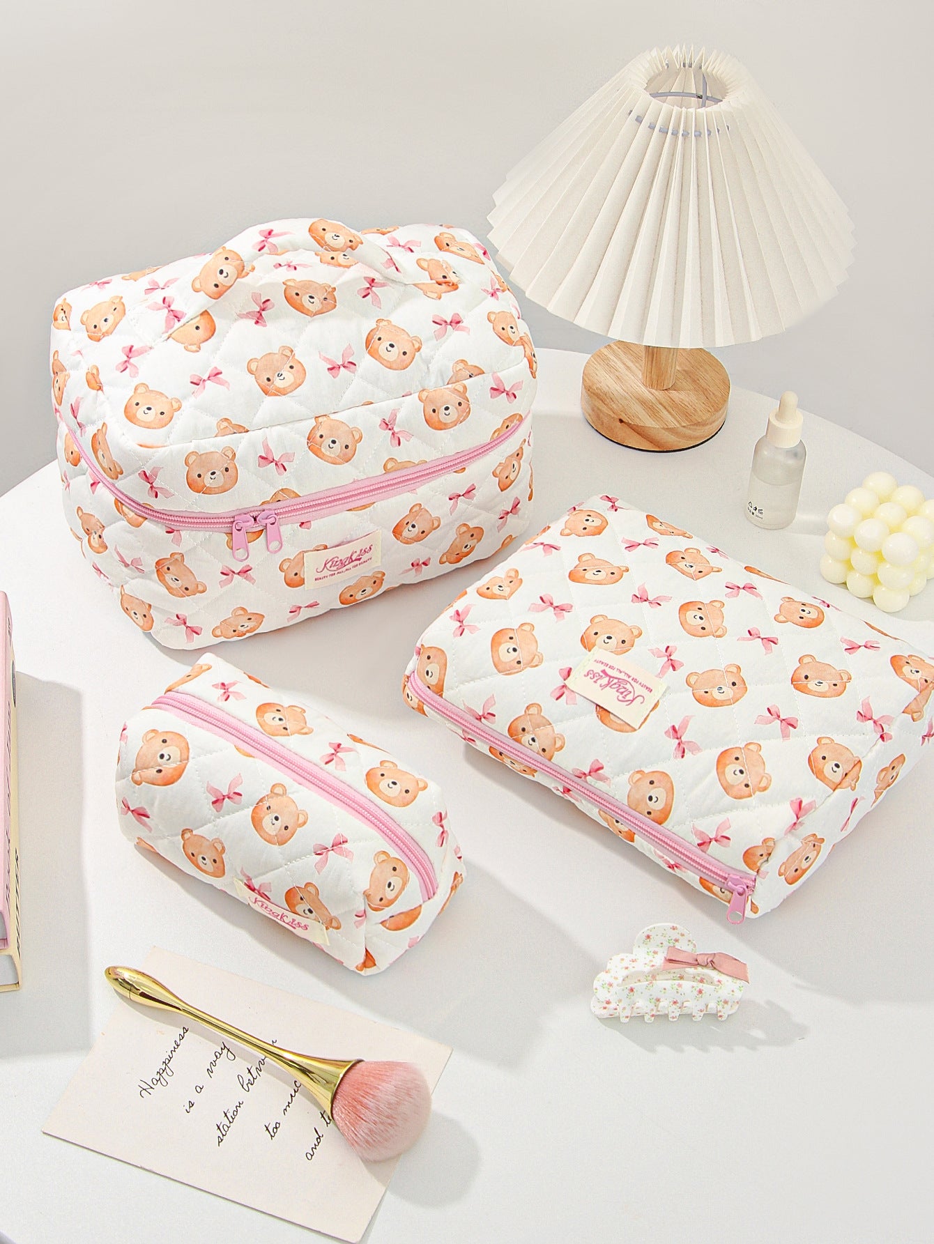Canvas Striped Octagonal Large-Capacity Toiletry Bag