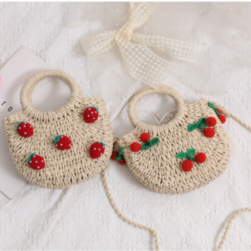 Strawberry Straw Crossbody Cherry Woven Bag