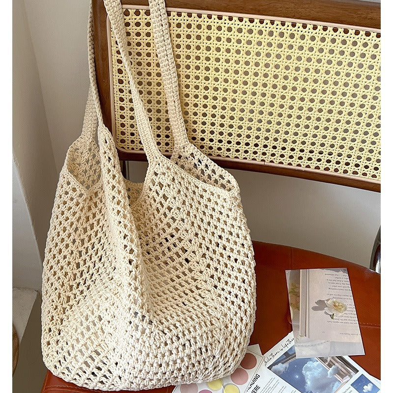Handwoven Crochet Mesh Knit Shoulder Tote Bag