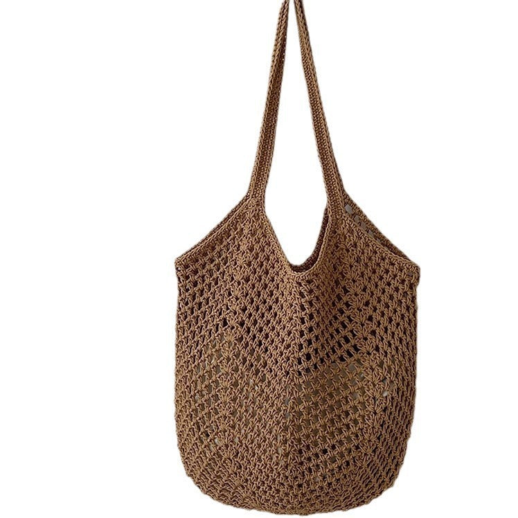 Handwoven Crochet Mesh Knit Shoulder Tote Bag