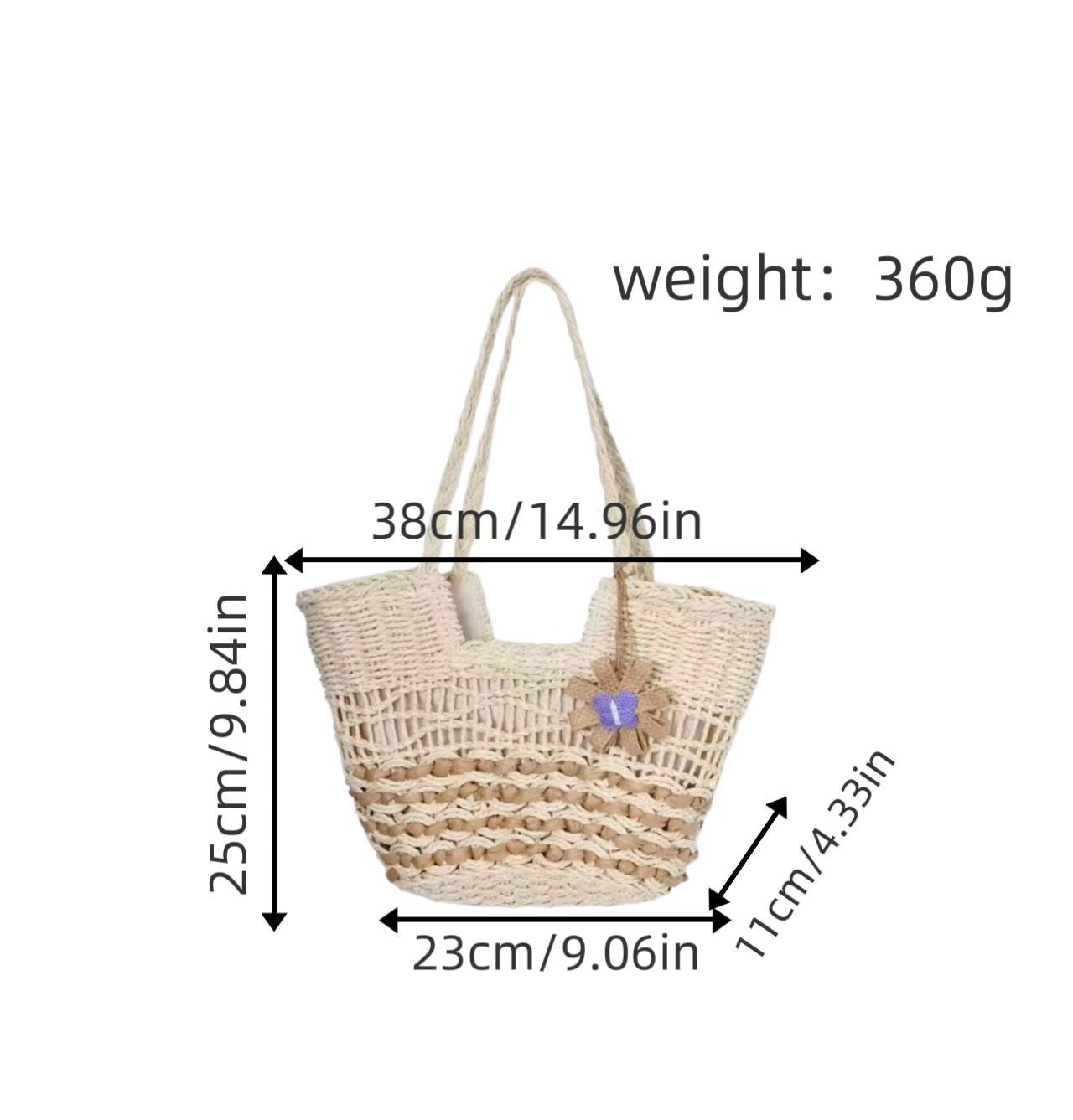 Casual Straw Handmade Woven Large Capacity Beach Shoulder Bag