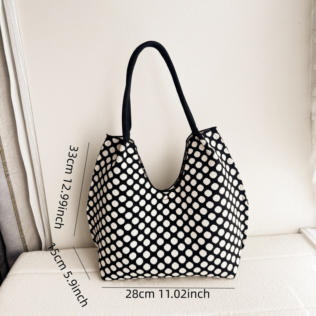 Knitted Pattern Shoulder Tote Bag