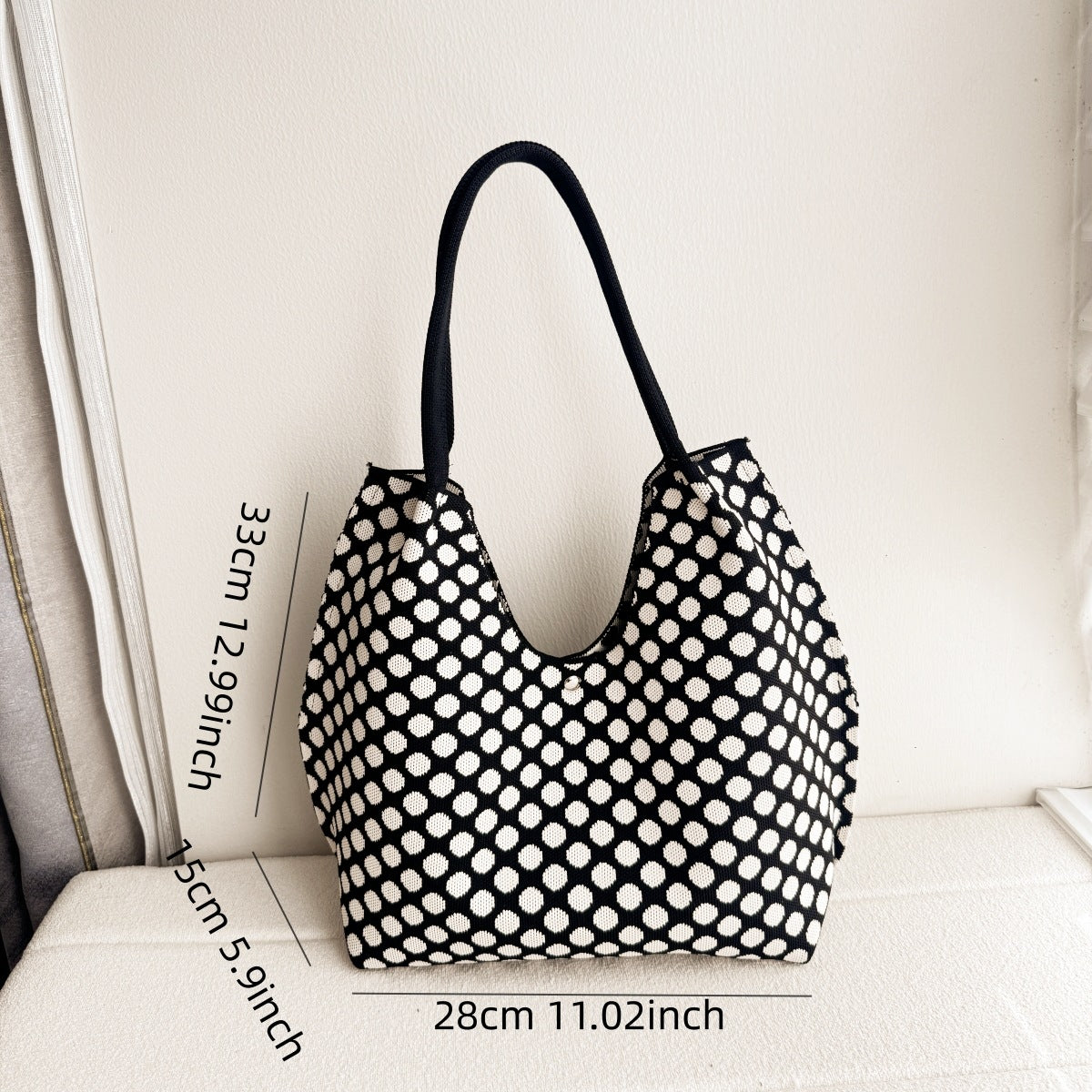 Knitted Pattern Shoulder Tote Bag