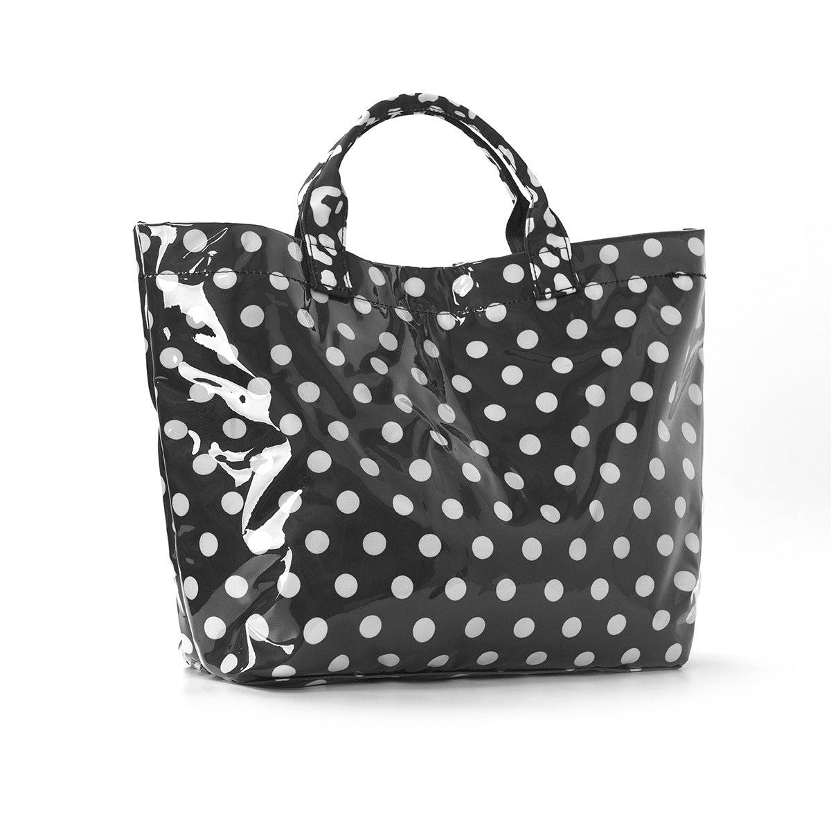 Polka Dot Contrast Color Tote Bag Waterproof Pvc Large Capacity Handbag Women'S Travel Storage Large Capacity Tote Bag
