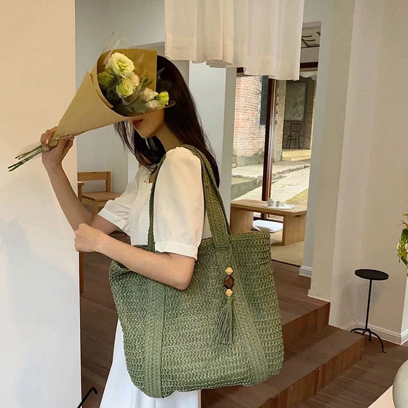 Summer Shoulder Straw Large Capacity Commuter Tote Bag