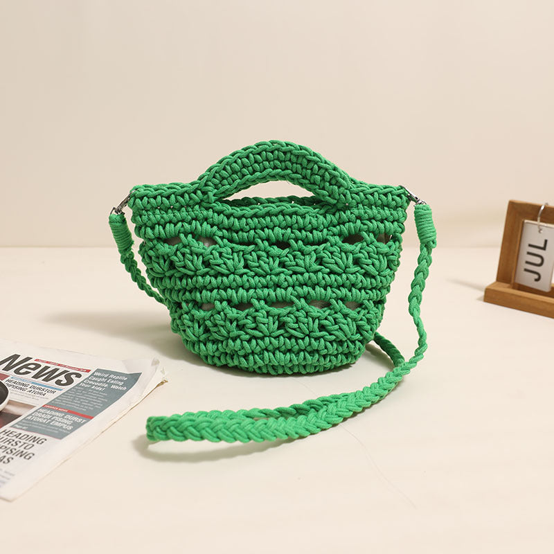 Crossbody Cotton Woven New Cute Handheld Hollow Straw Beach Bag