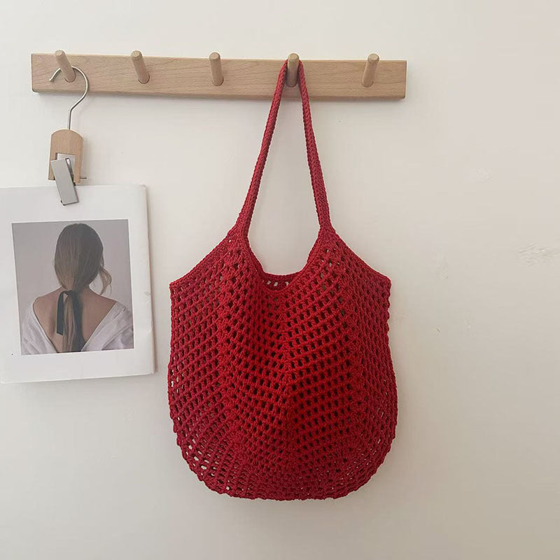 Handwoven Crochet Mesh Knit Shoulder Tote Bag