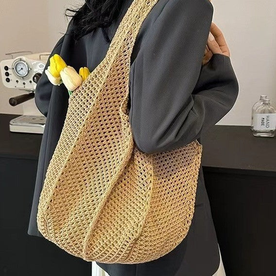 Large Capacity Knit Crochet Mesh Shoulder Beach Tote Bag