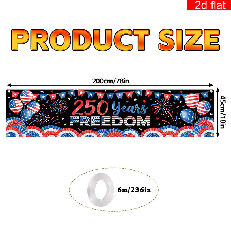 Independence Day 250th Anniversary Hanging Flag Banner