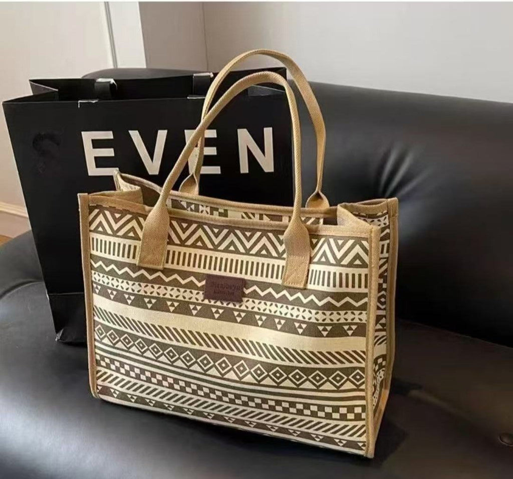 Women Large-Capacity Canvas Tote Bag Commuter One-Shoulder Mommy Bag
