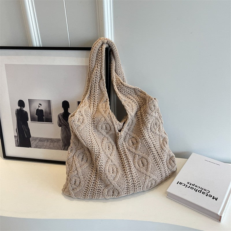 Handwoven Crochet Mesh Knit Shoulder Tote Bag