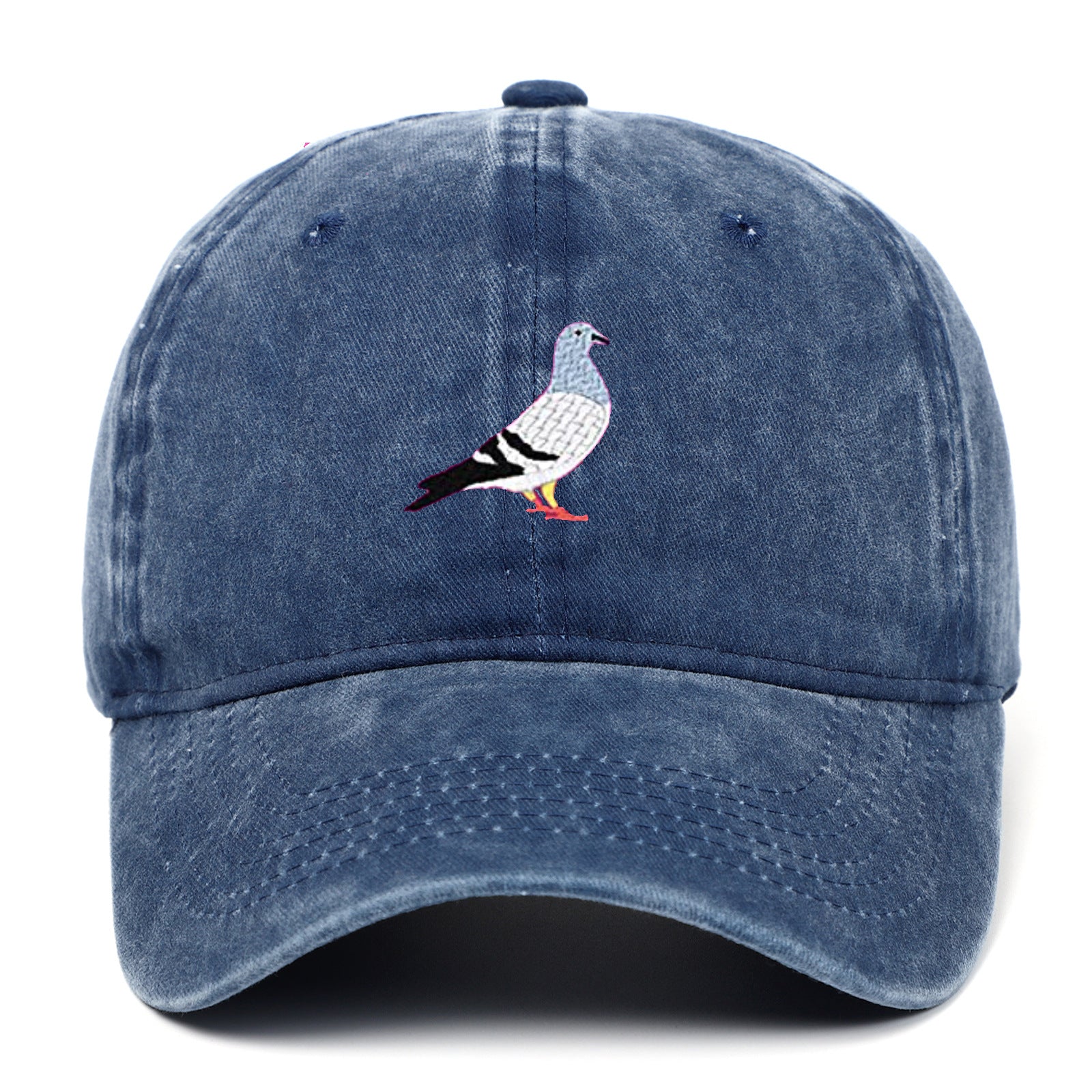 Pigeon Embroidered Washed Distressed Baseball Cap