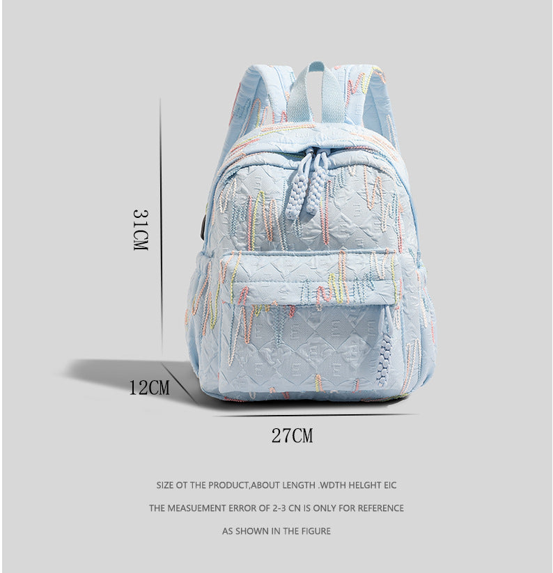 Women Simple Contrast Color Backpack, Versatile College Student Commute Bag