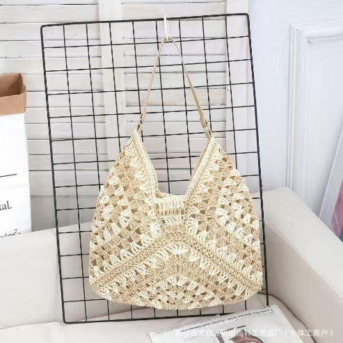 Summer Hollow Woven Straw Versatile Commuter Armpit Bag