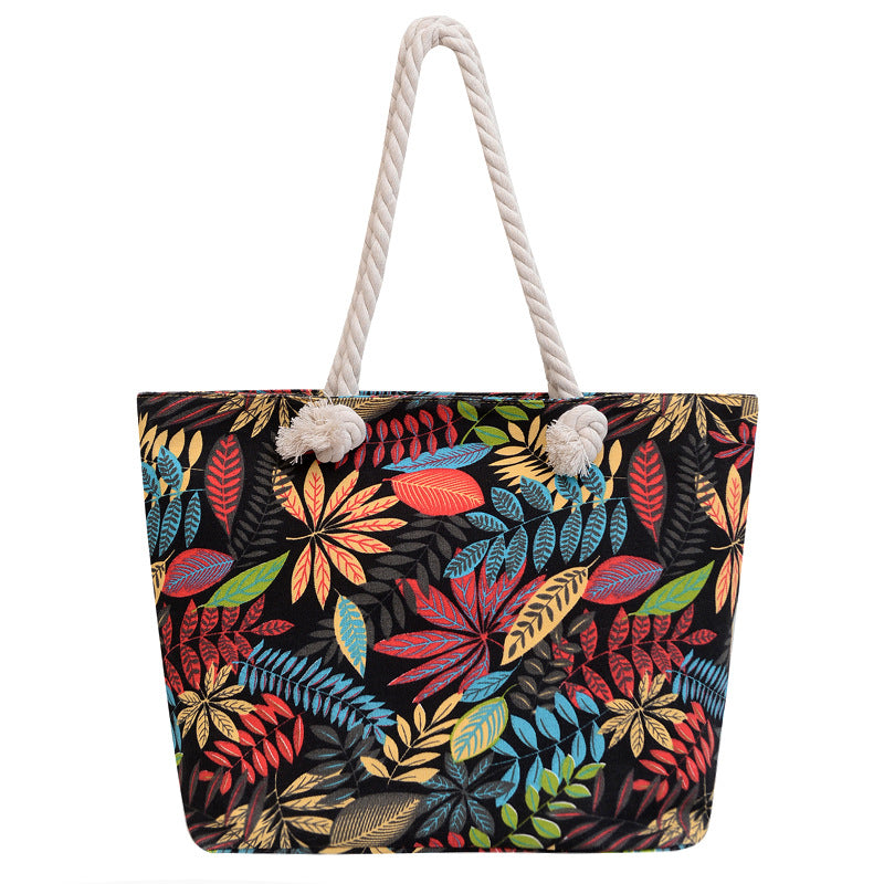 High-End Ethnic Canvas Hemp Rope Armpit Tote