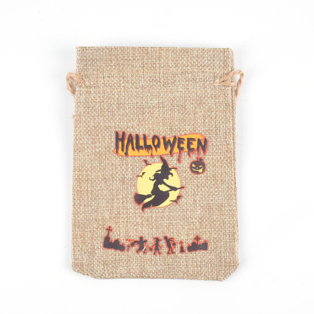 Customizable Halloween Burlap Drawstring Gift Bags