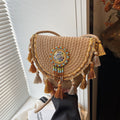 Women Bohemian Tassel 2026 New Ethnic Woven Beach Crossbody Phone Bag