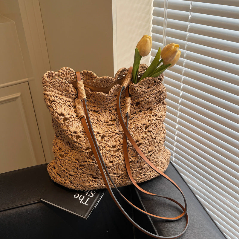 Women 2026 New Forest Crochet Shoulder Artistic Handheld Straw Beach Bag