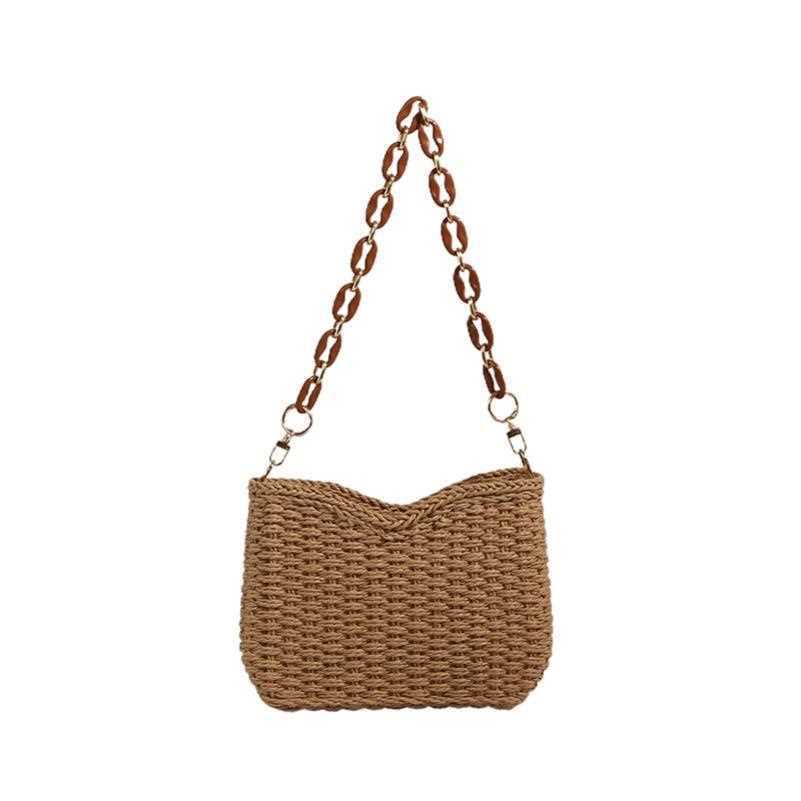 Women Handmade Straw Woven Shoulder Bag, Large Capacity Paper Beach Bag