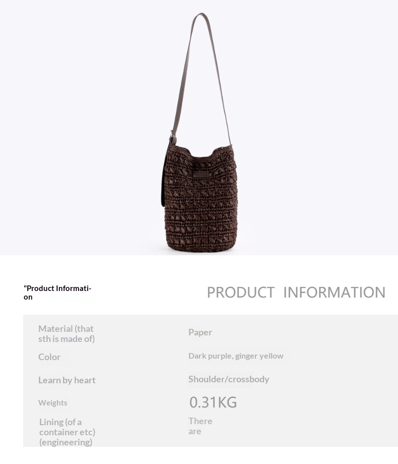 Boho Handwoven Paper Straw Bucket Adjustable Crossbody Shoulder Bag