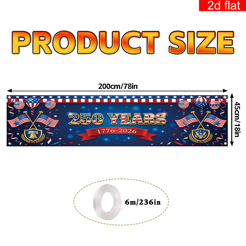 Independence Day 250th Anniversary Hanging Flag Banner