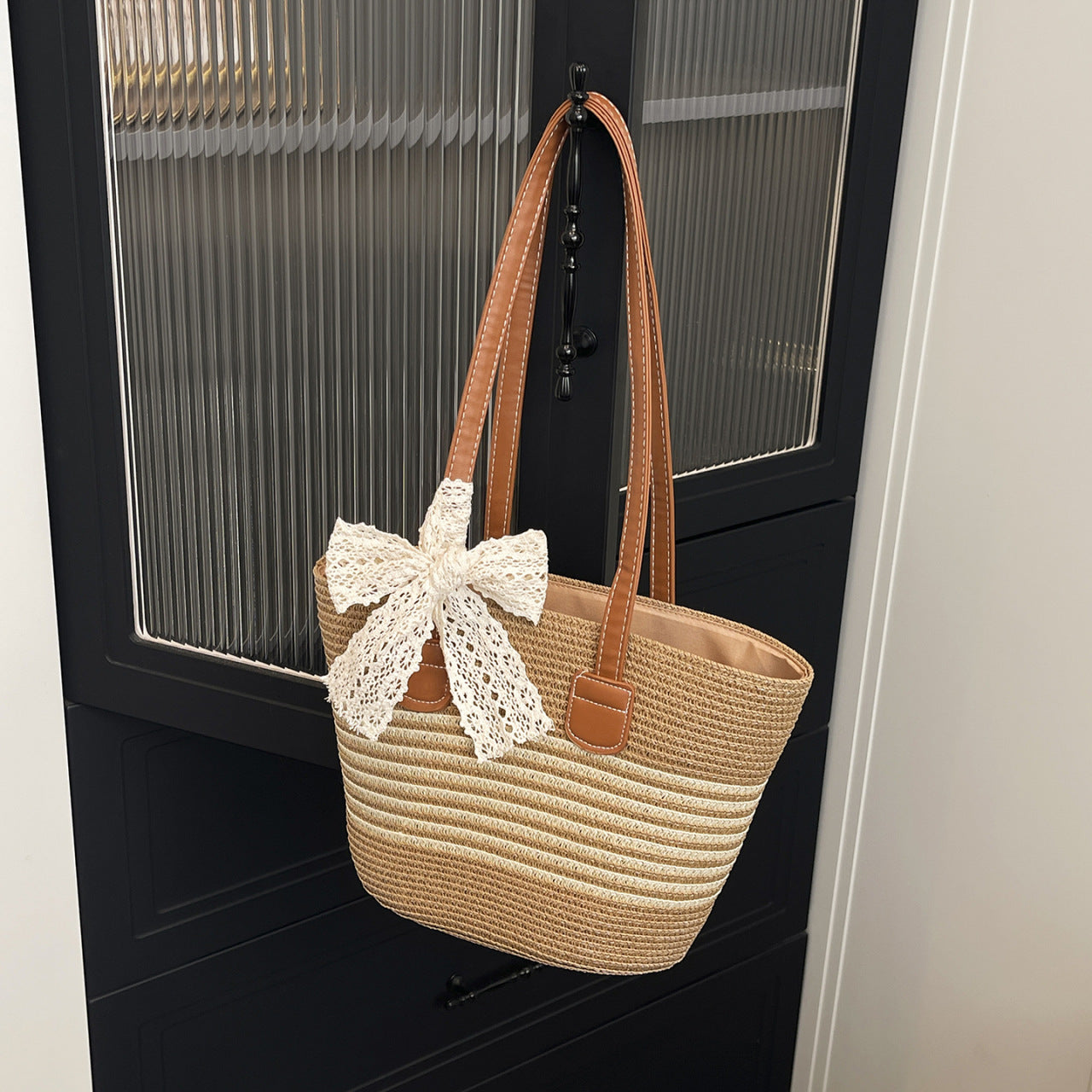 Cross-Border Woven Straw Bag, Beach Vacation Vegetable Basket, New Handmade Handbag, Lazy Style Beach Bag, Commuter Bag