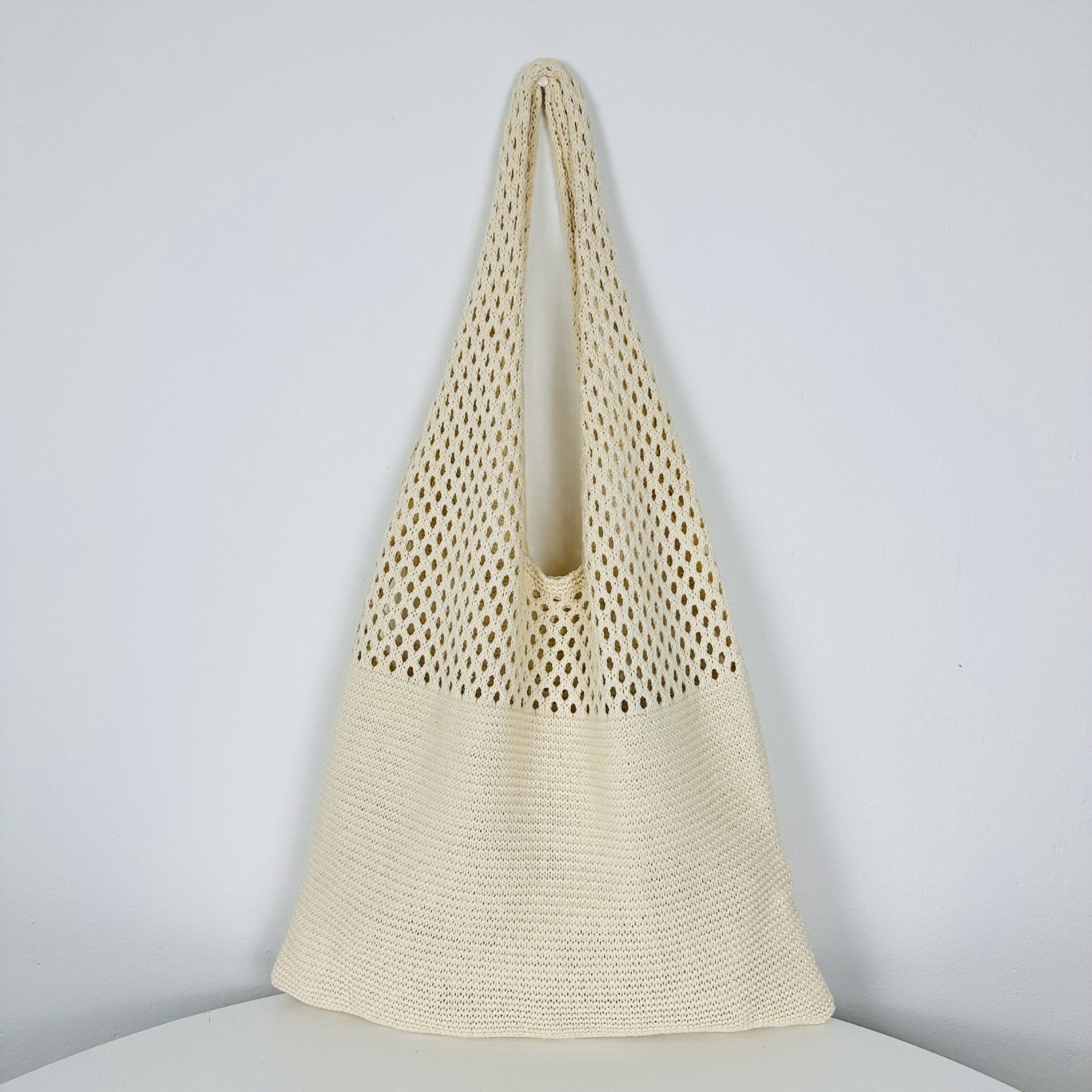 Handwoven Crochet Mesh Knit Shoulder Tote Bag