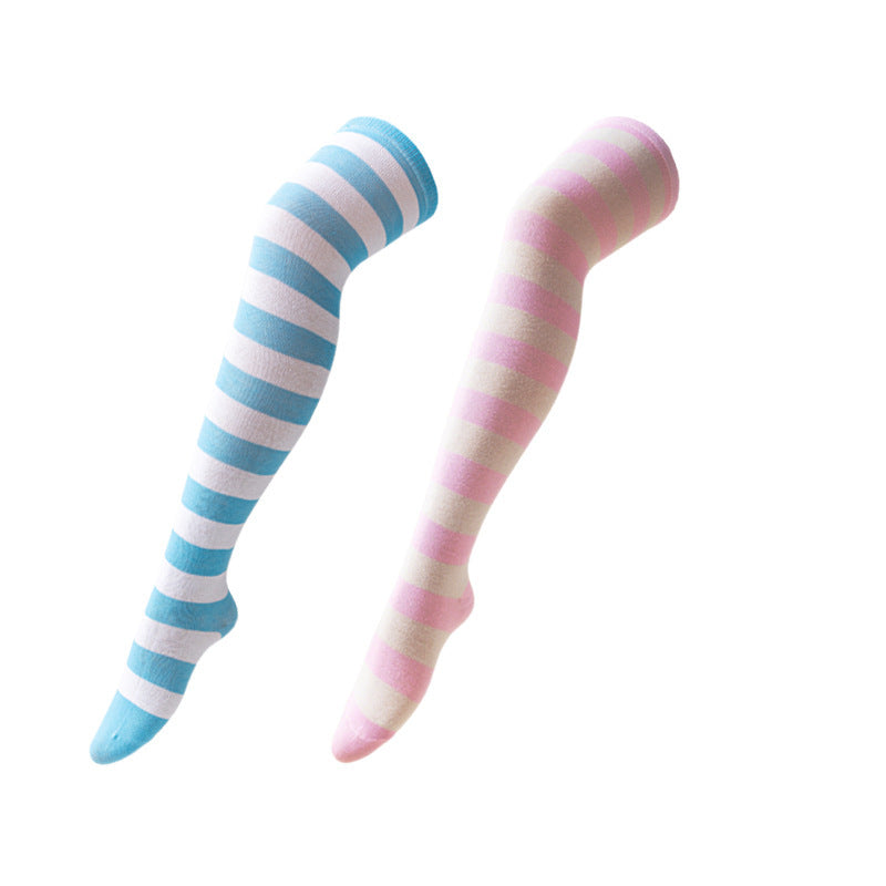 Halloween Christmas Color Block and Striped Thigh-High Socks