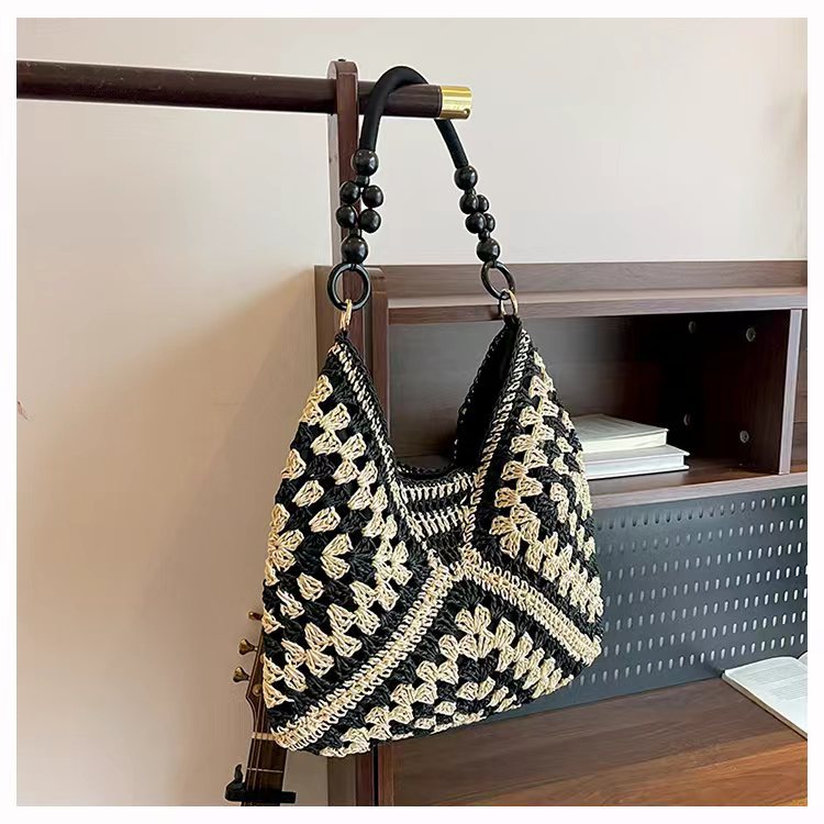 Women Large Woven 2026 New Summer Beach Straw Shoulder Tote Bag