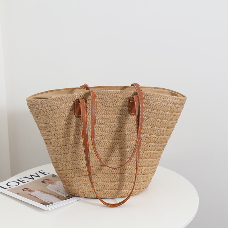 Women Versatile Minimalist Shoulder Straw New Large Tote Beach Bag
