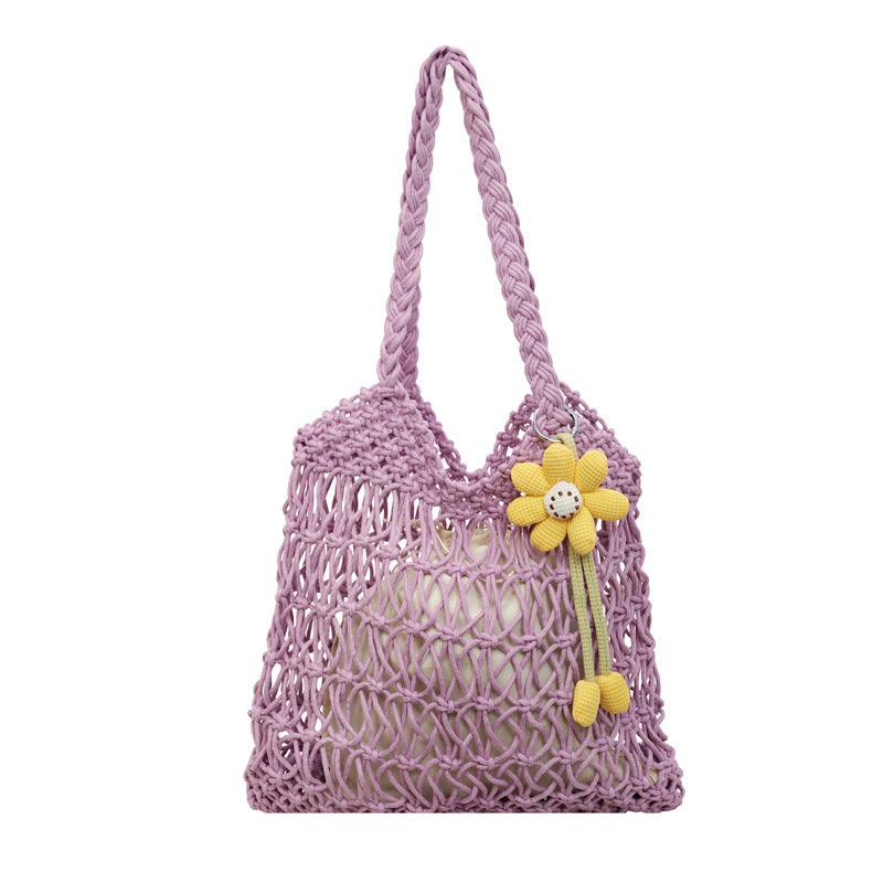 Ins Large Straw Beach Hollow Tote Korean Casual Artistic Shoulder Bag
