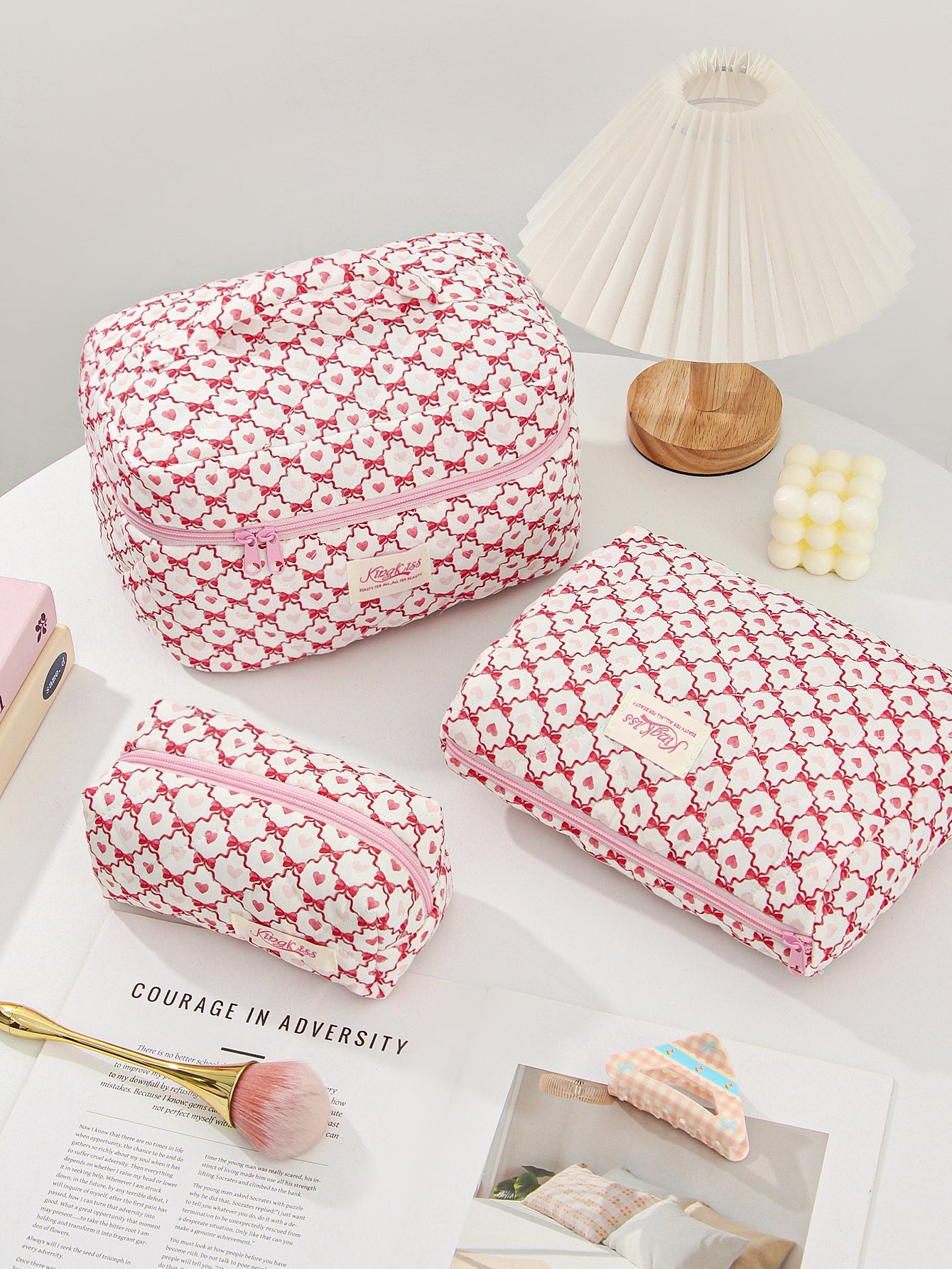 Canvas Striped Octagonal Large-Capacity Toiletry Bag