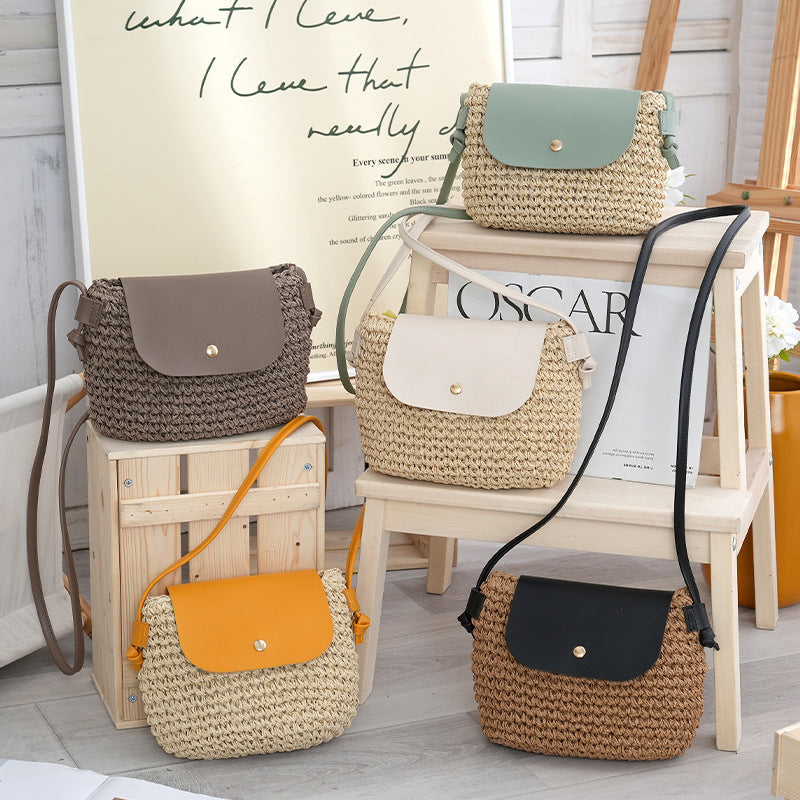Magnetic Buckle Straw Mini Dumpling Phone Bag