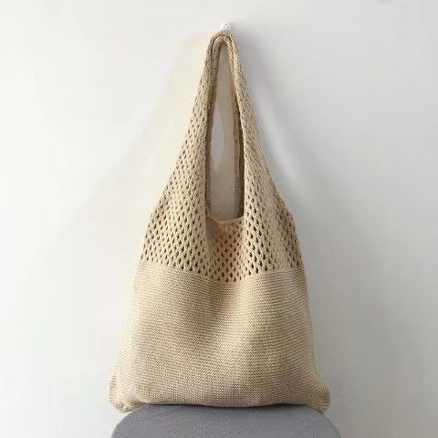 Handwoven Knit Shoulder Large Capacity Crochet Everyday Tote Bag