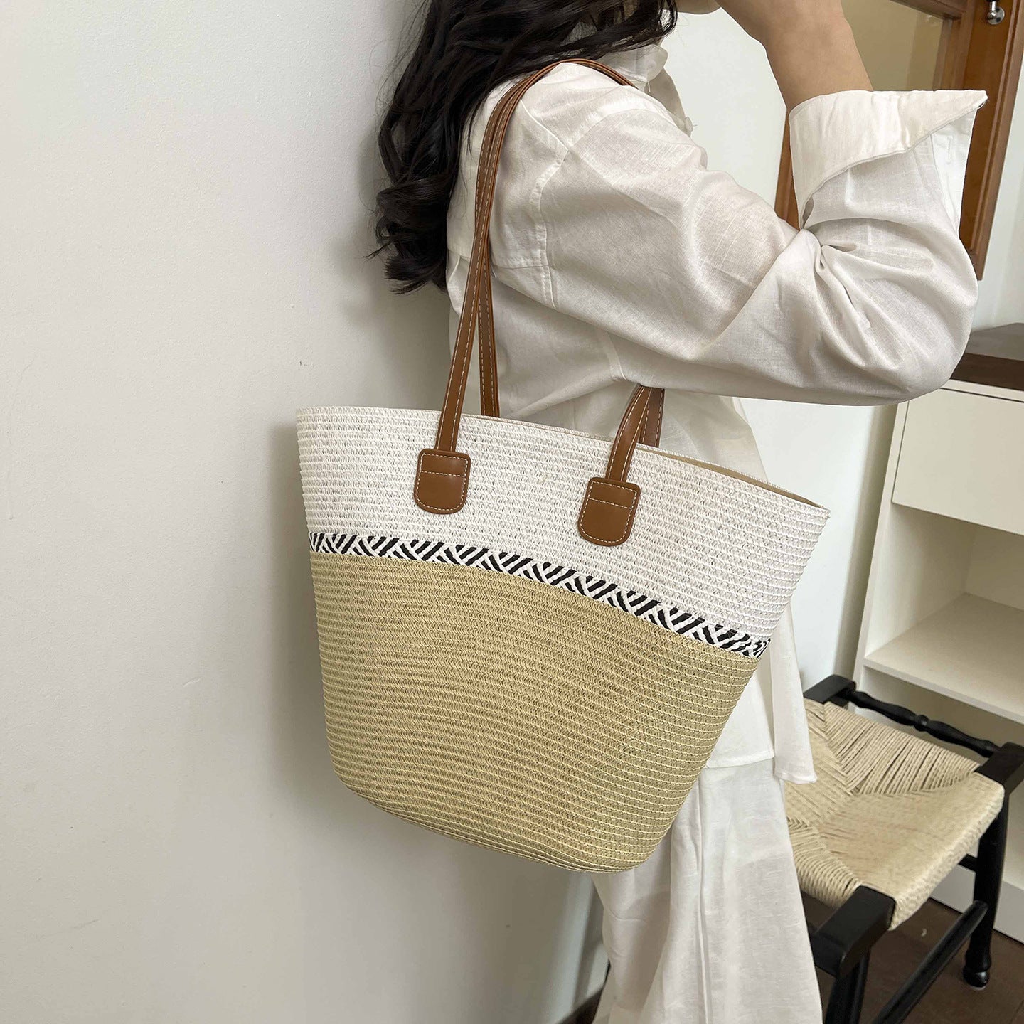 Women Straw 2026 Spring Woven Handbag Rattan Crossbody Large Tote Bag