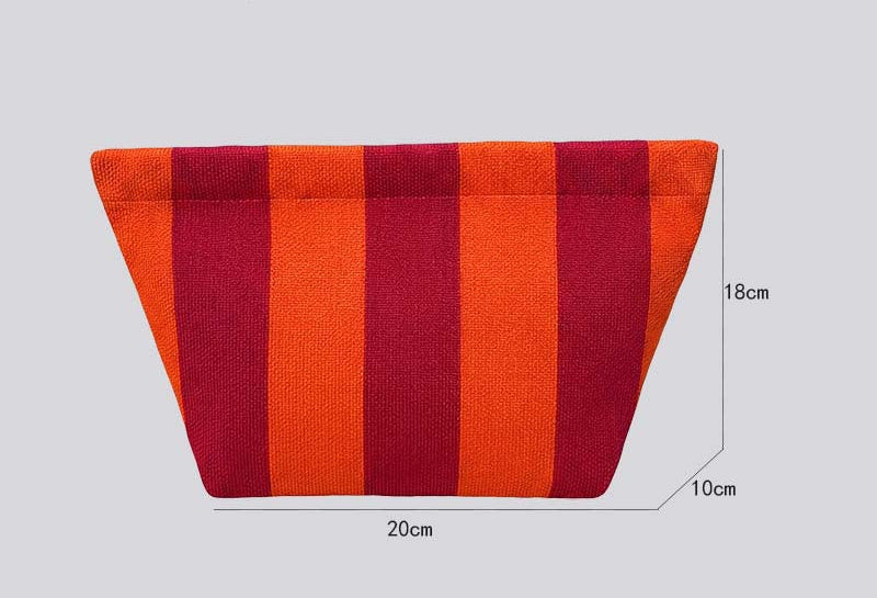 Striped Knitted Wool Cosmetic Clutch Bag