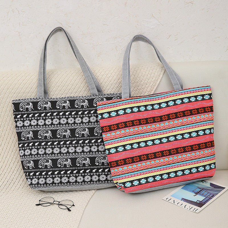 Double-Sided Printed Large Capacity Canvas Tote Bag