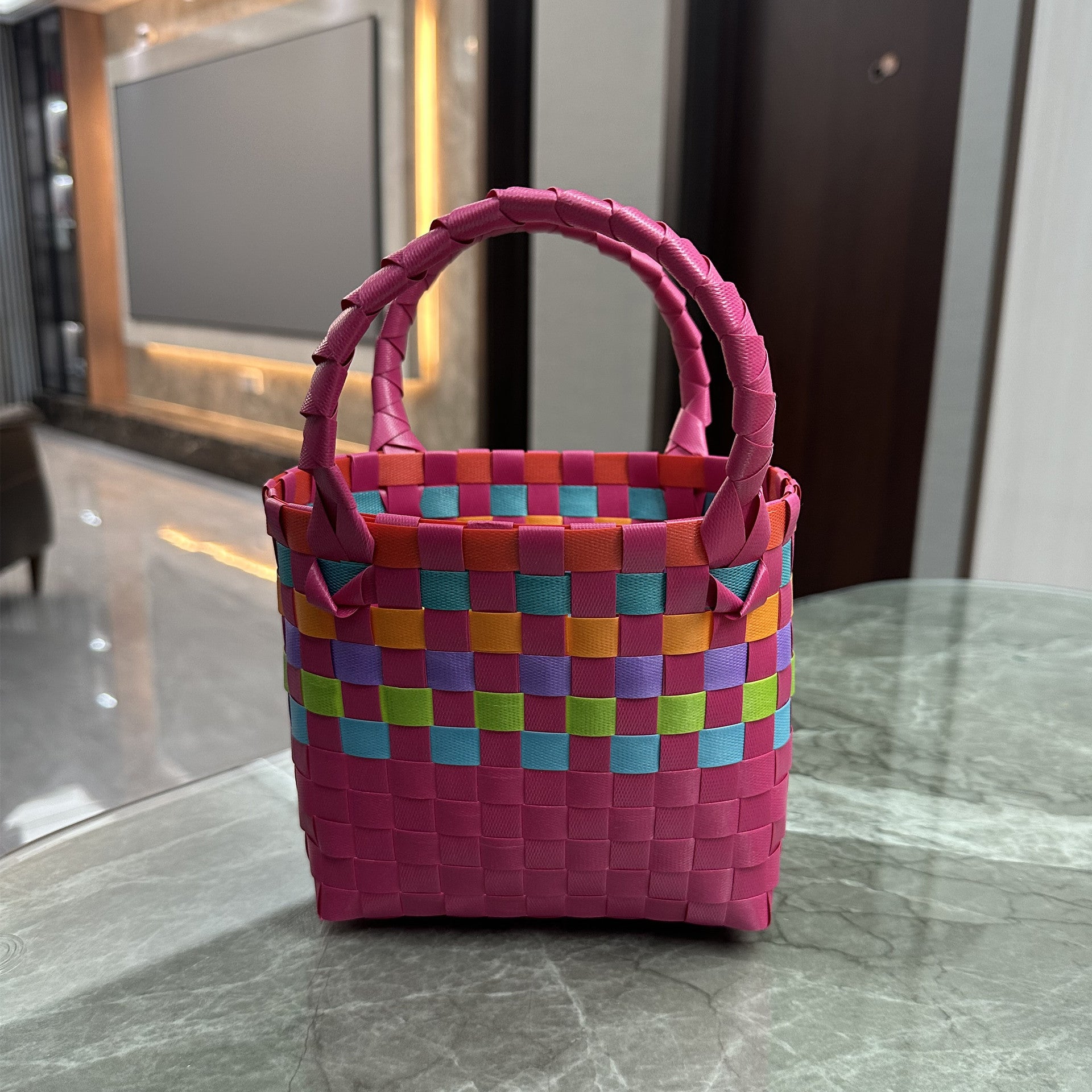 Plastic Woven Small Square Handbag Souvenir Bag
