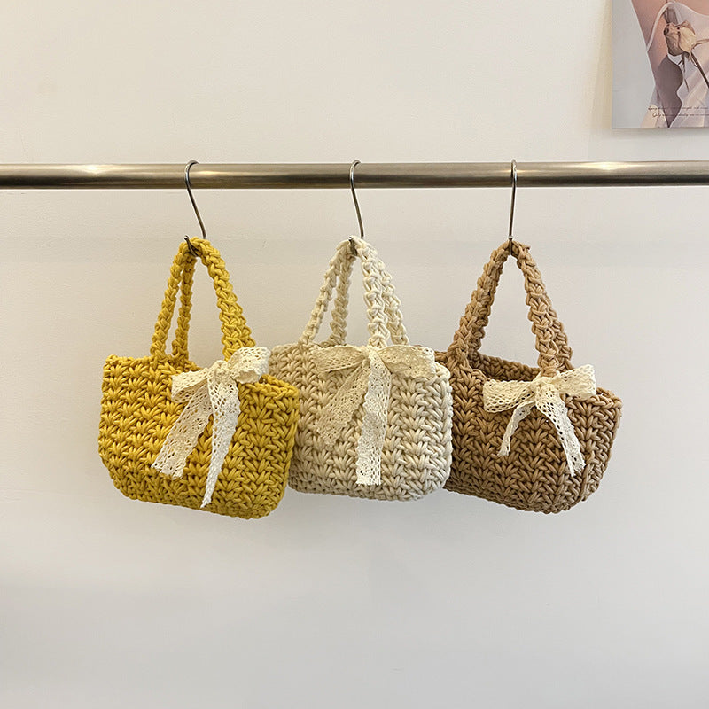 Pastoral Bow-Tie Vegetable Basket Women Beach Handbag