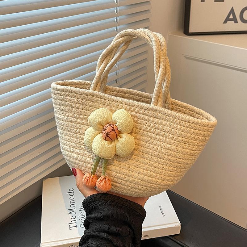 Casual Cute Cotton Rope Handheld Woven Bag