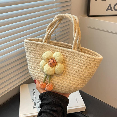Casual Cute Cotton Rope Handheld Woven Bag