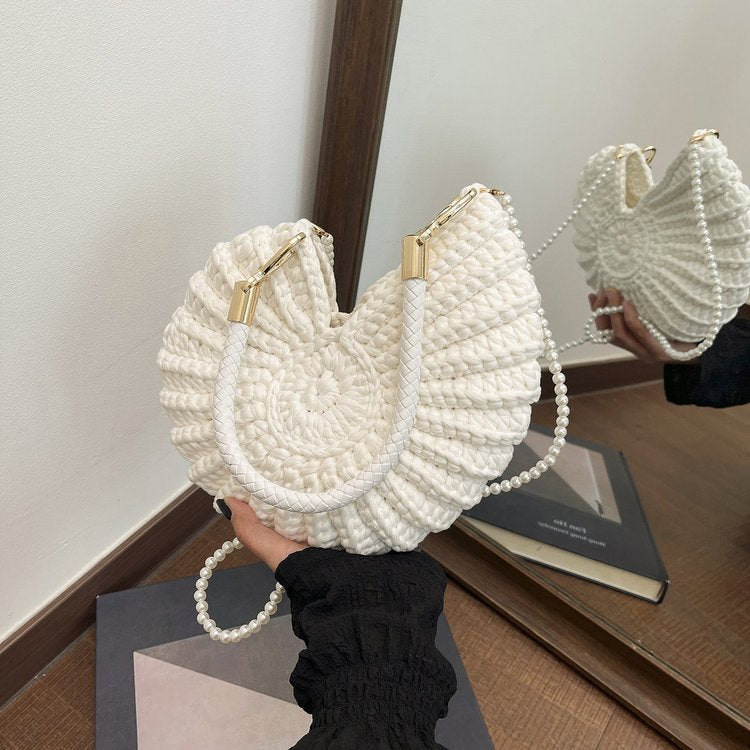 Women Handmade Woven Beach Conch Shell Crossbody Bag