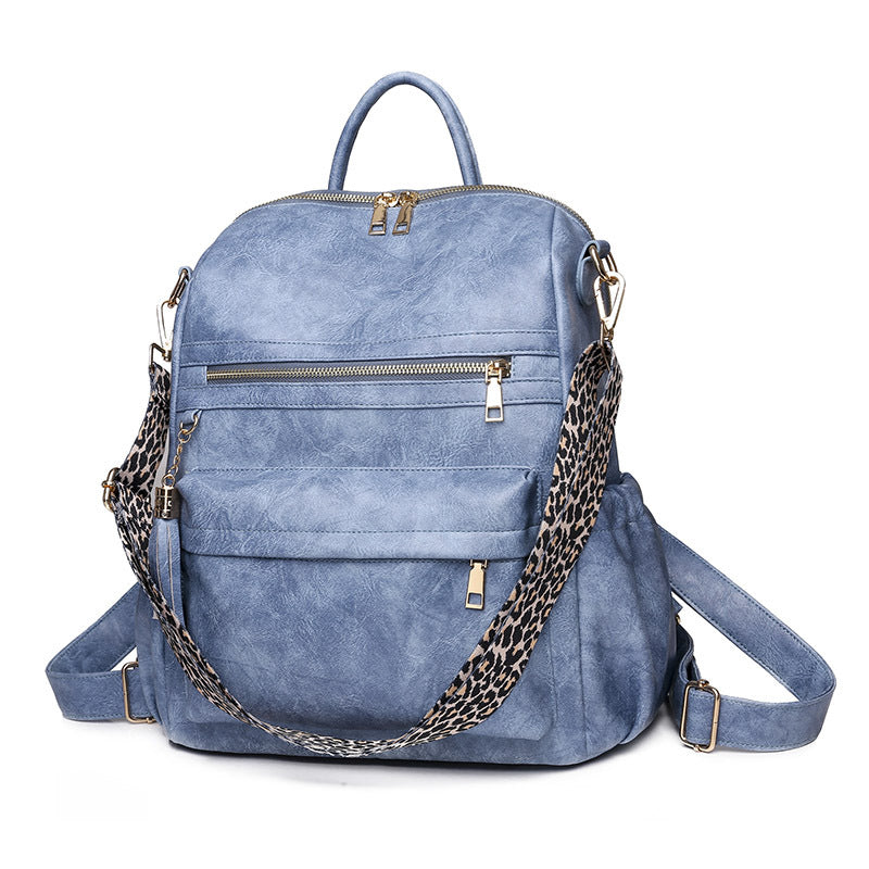 Women Large Trendy Vintage Soft Leather Convertible Shoulder Backpack