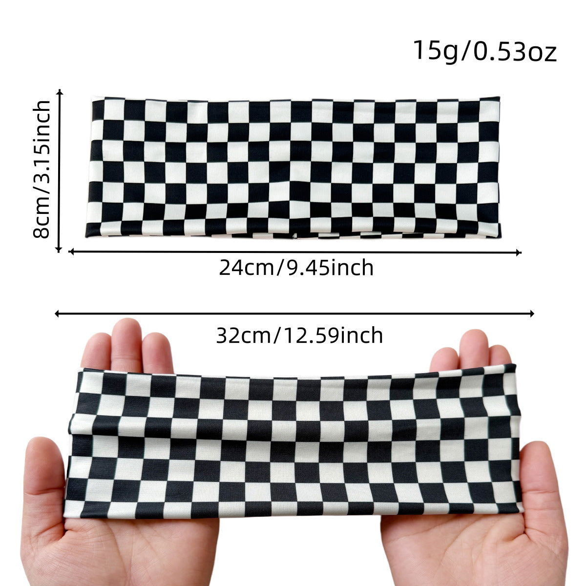 Checkerboard Plaid Elastic Sweatband Headband